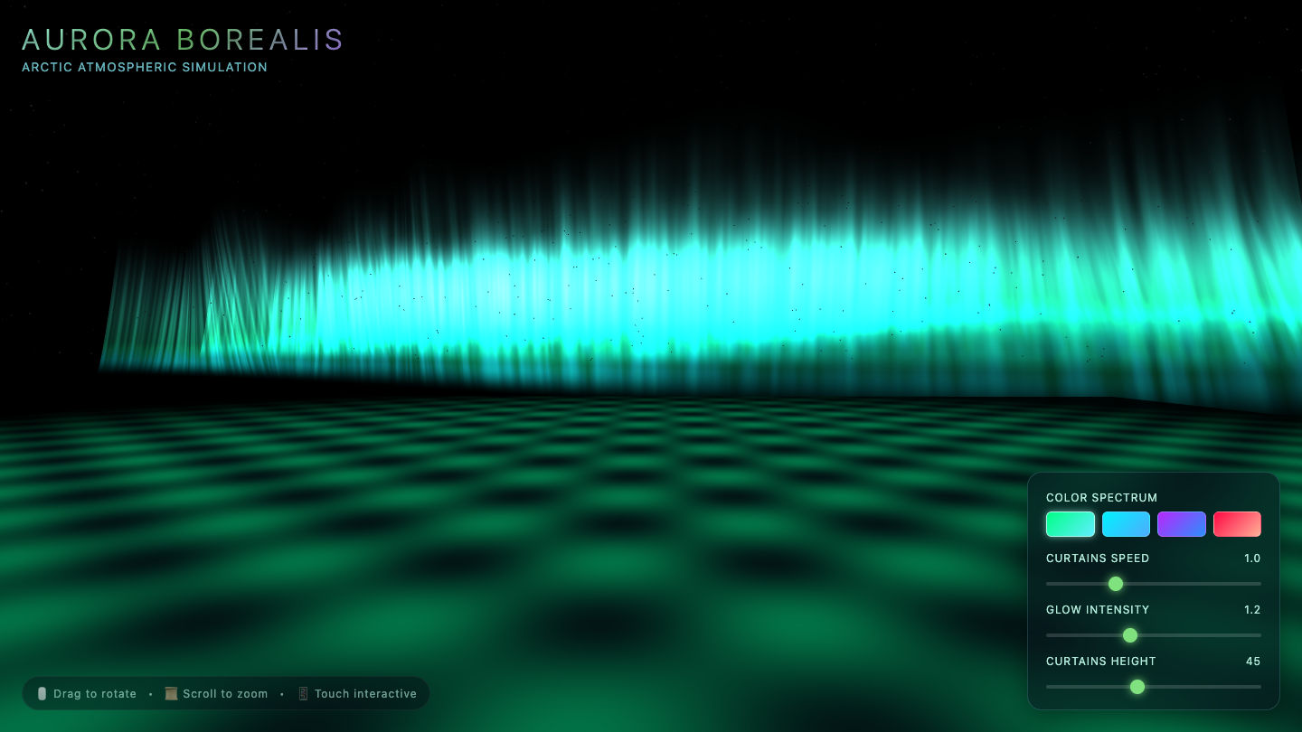 Gemini 3.6 Flash one-shot build of Aurora — GoldieBench AI benchmark screenshot