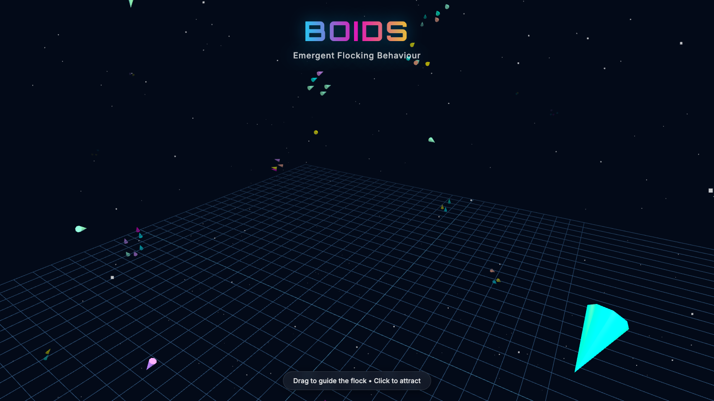 Inkling one-shot build of Boids — GoldieBench AI benchmark screenshot