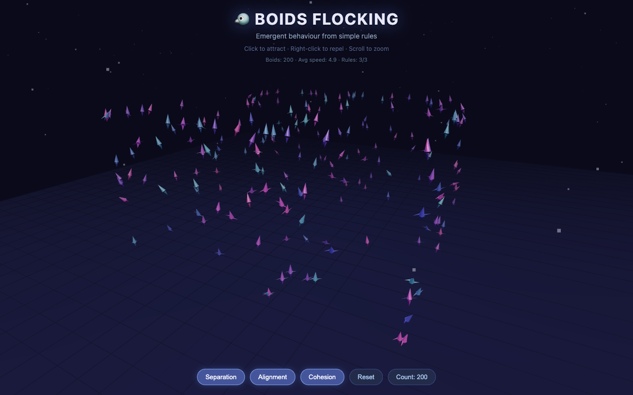 Qwable 5 27B Coder one-shot build of Boids — GoldieBench AI benchmark screenshot