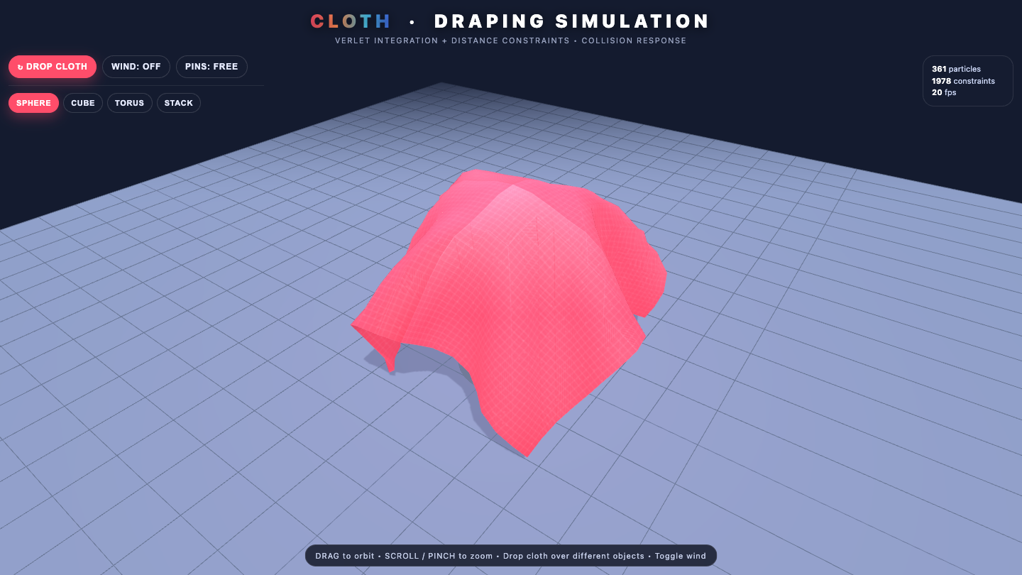 Muse Spark 1.2 one-shot build of Cloth — GoldieBench AI benchmark screenshot