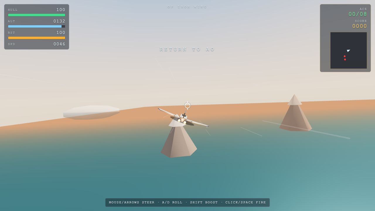 Grok 4.7 one-shot build of Dogfight — GoldieBench AI benchmark screenshot