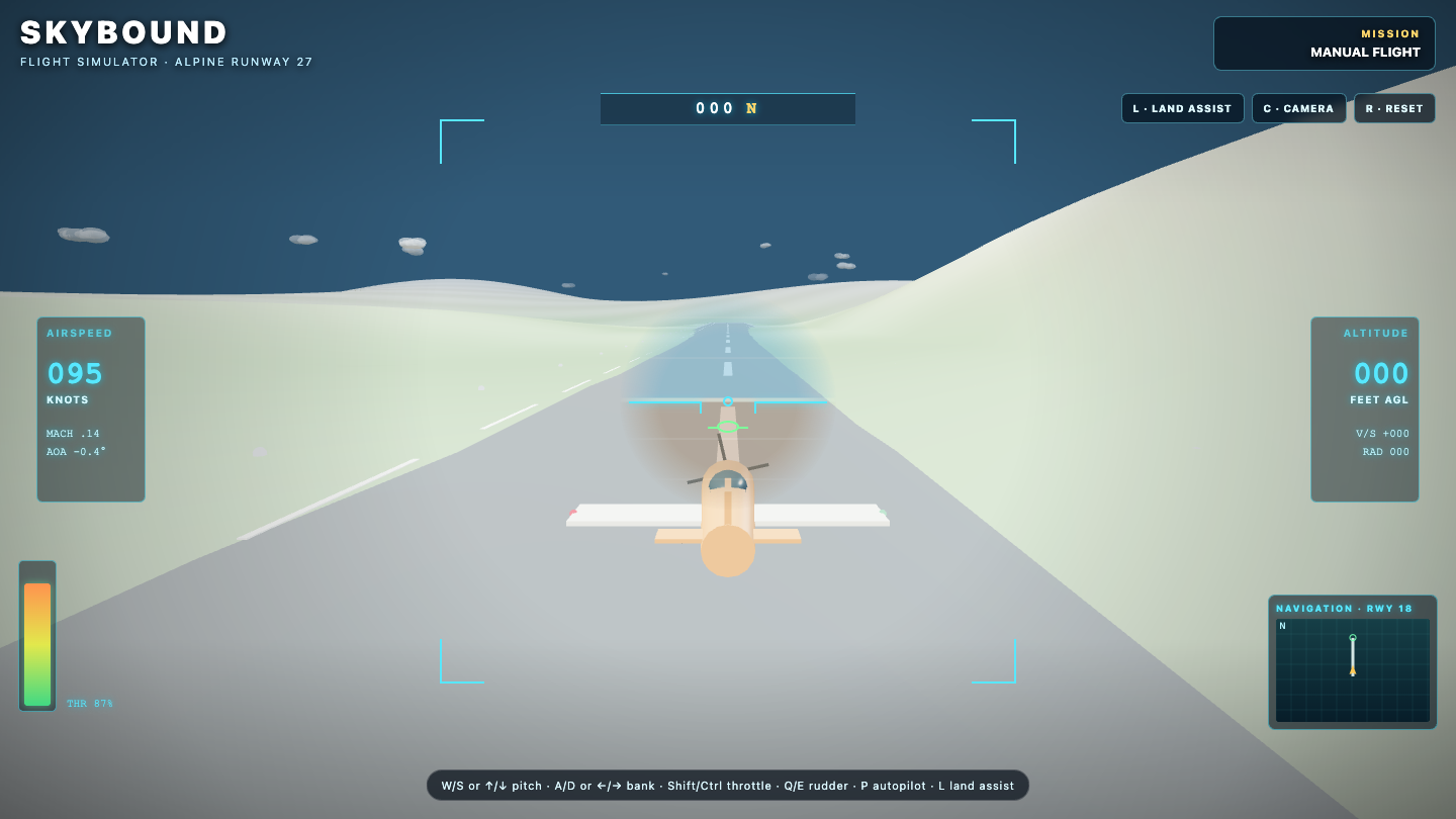 GPT-5.6 Sol one-shot build of Flightsim — GoldieBench AI benchmark screenshot
