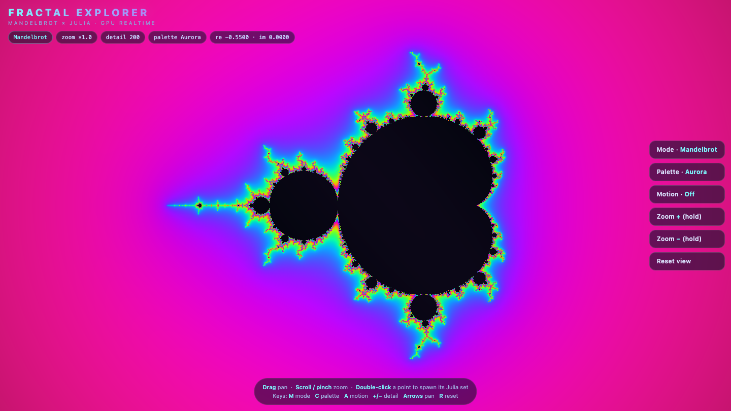 Kimi K3 one-shot build of Fractal — GoldieBench AI benchmark screenshot