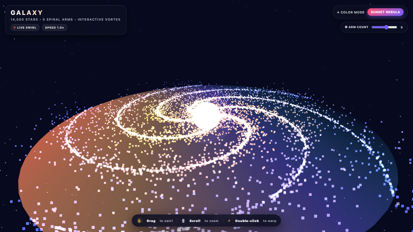 Muse Spark 1.2 one-shot build of Galaxy — GoldieBench AI benchmark screenshot