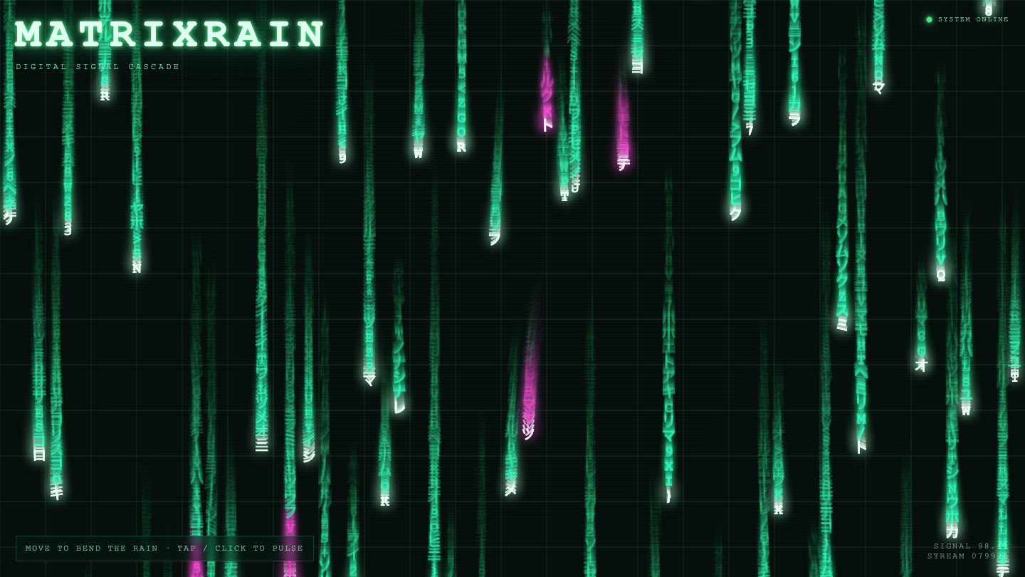 GPT-5.6 Sol one-shot build of Matrixrain — GoldieBench AI benchmark screenshot