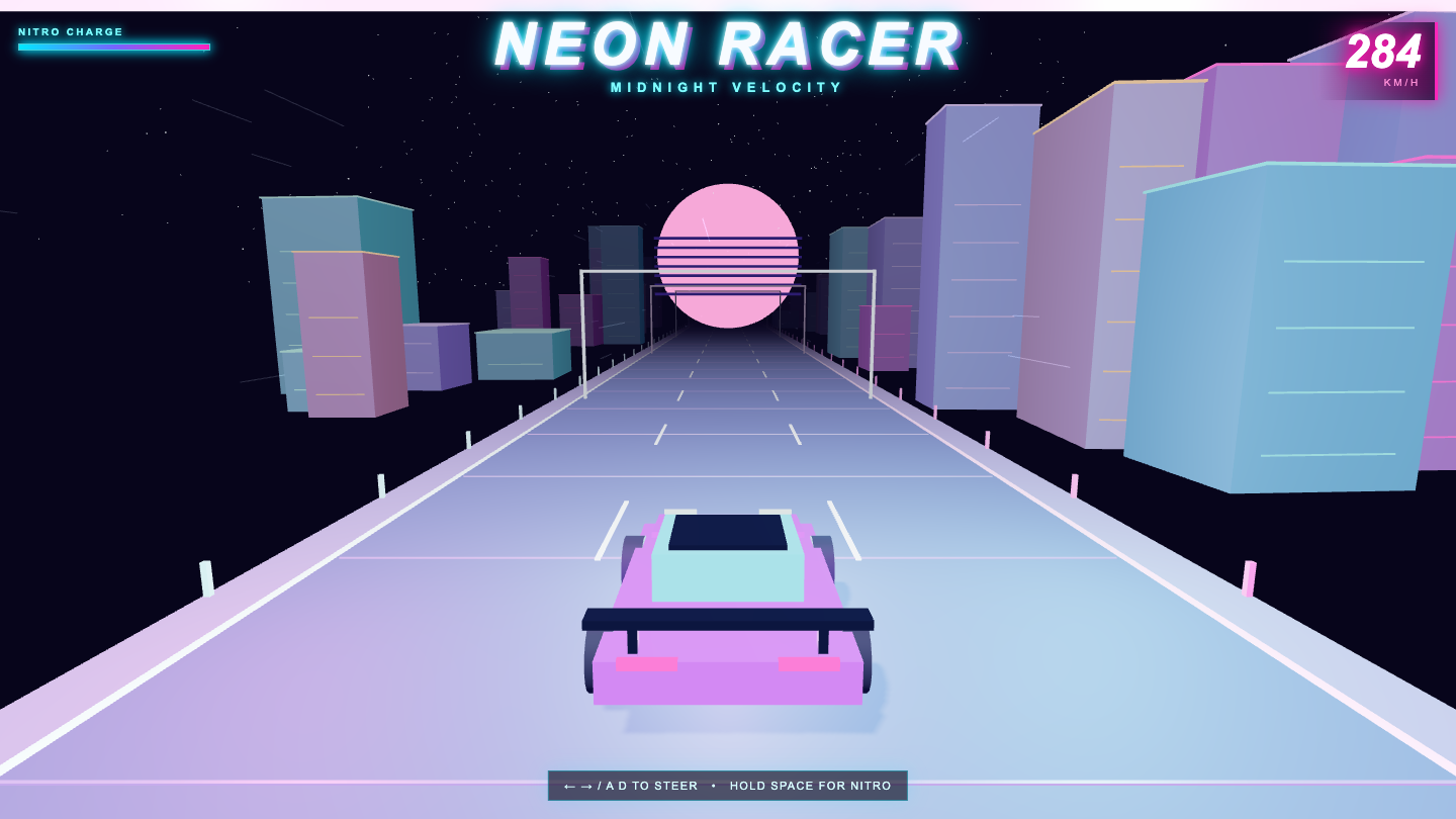 GPT-5.6 Sol one-shot build of Neonracer — GoldieBench AI benchmark screenshot
