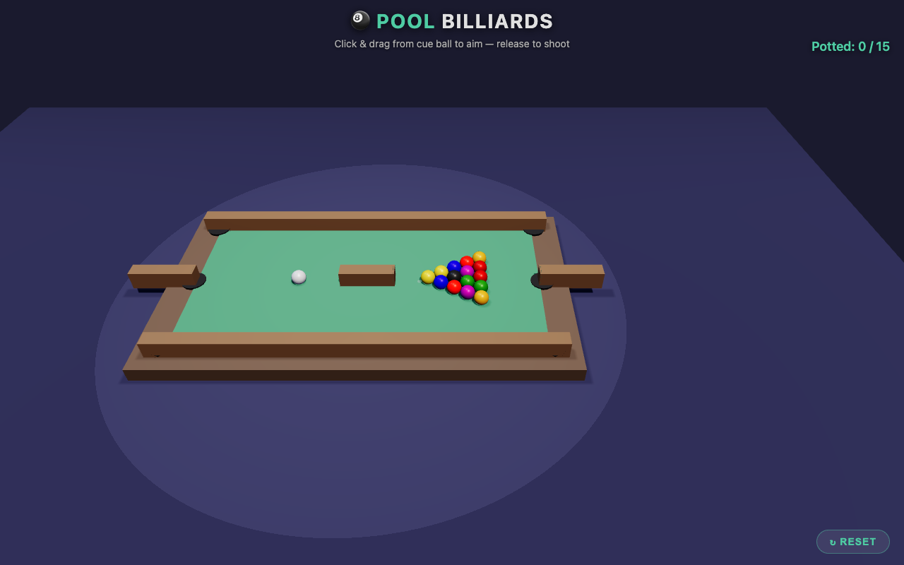 Qwable 5 27B Coder one-shot build of Pool — GoldieBench AI benchmark screenshot