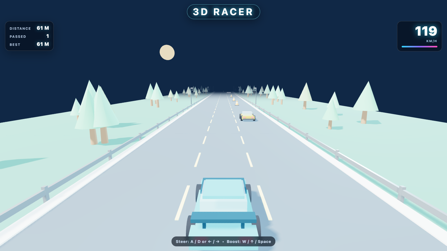 GPT-5.6 Sol one-shot build of Racing — GoldieBench AI benchmark screenshot