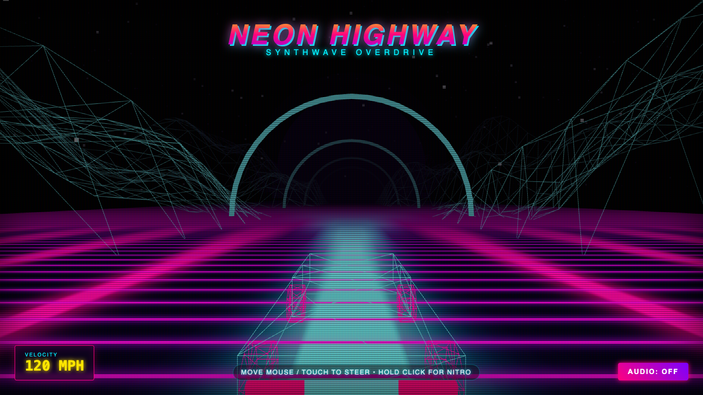 Gemini 3.6 Flash one-shot build of Synthwave — GoldieBench AI benchmark screenshot