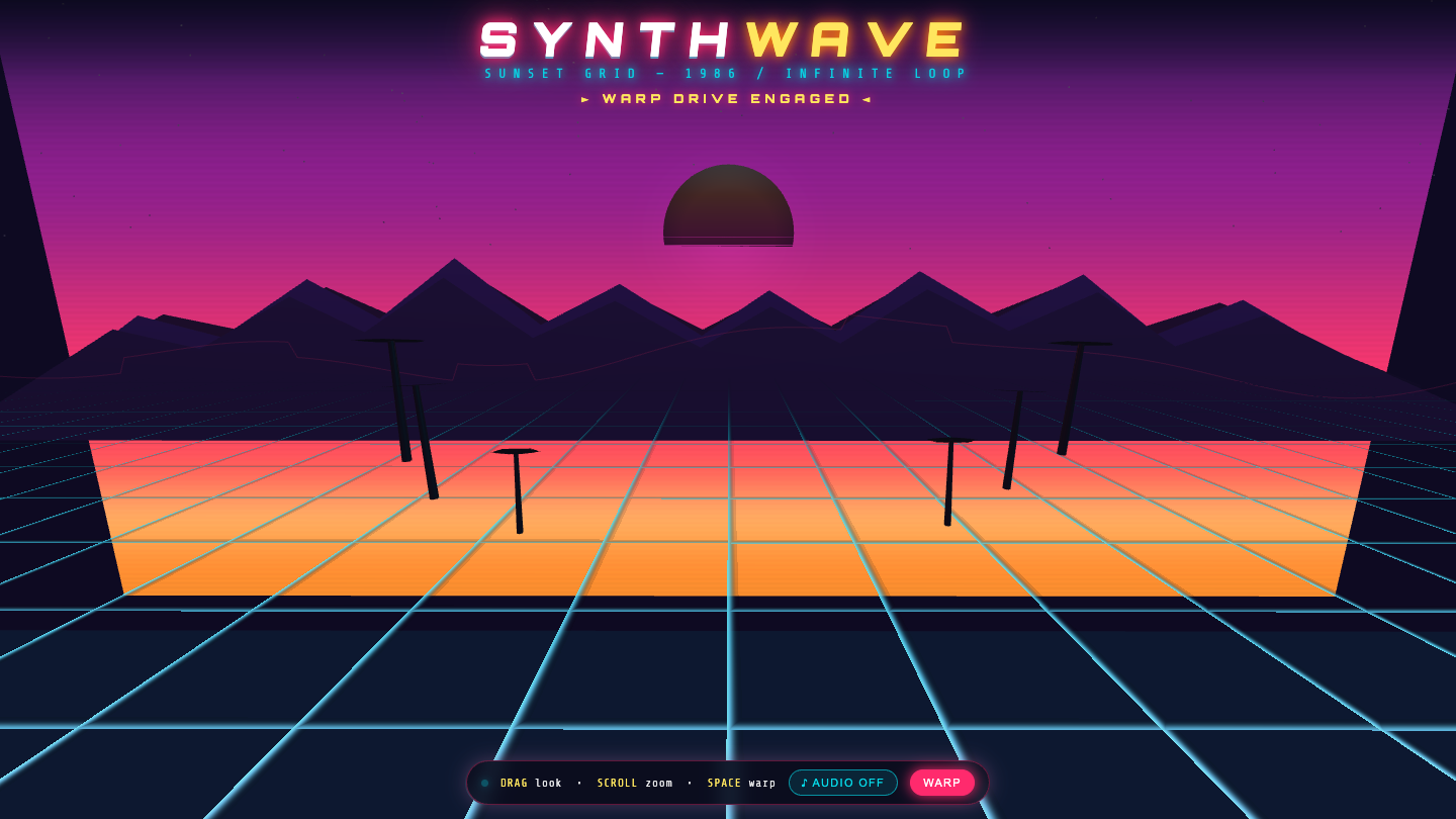 Muse Spark 1.2 one-shot build of Synthwave — GoldieBench AI benchmark screenshot