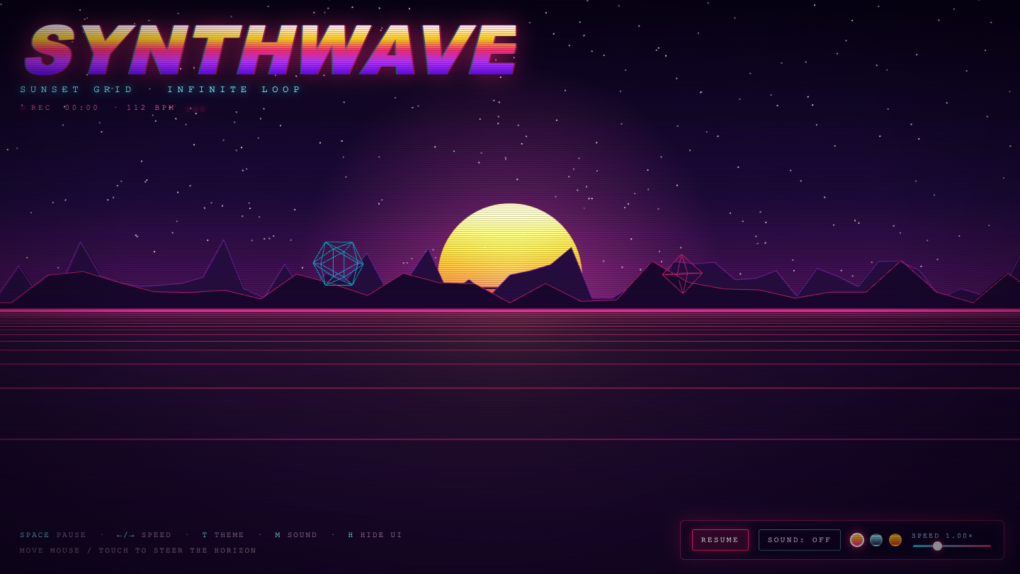 Qwen 3.8 one-shot build of Synthwave — GoldieBench AI benchmark screenshot
