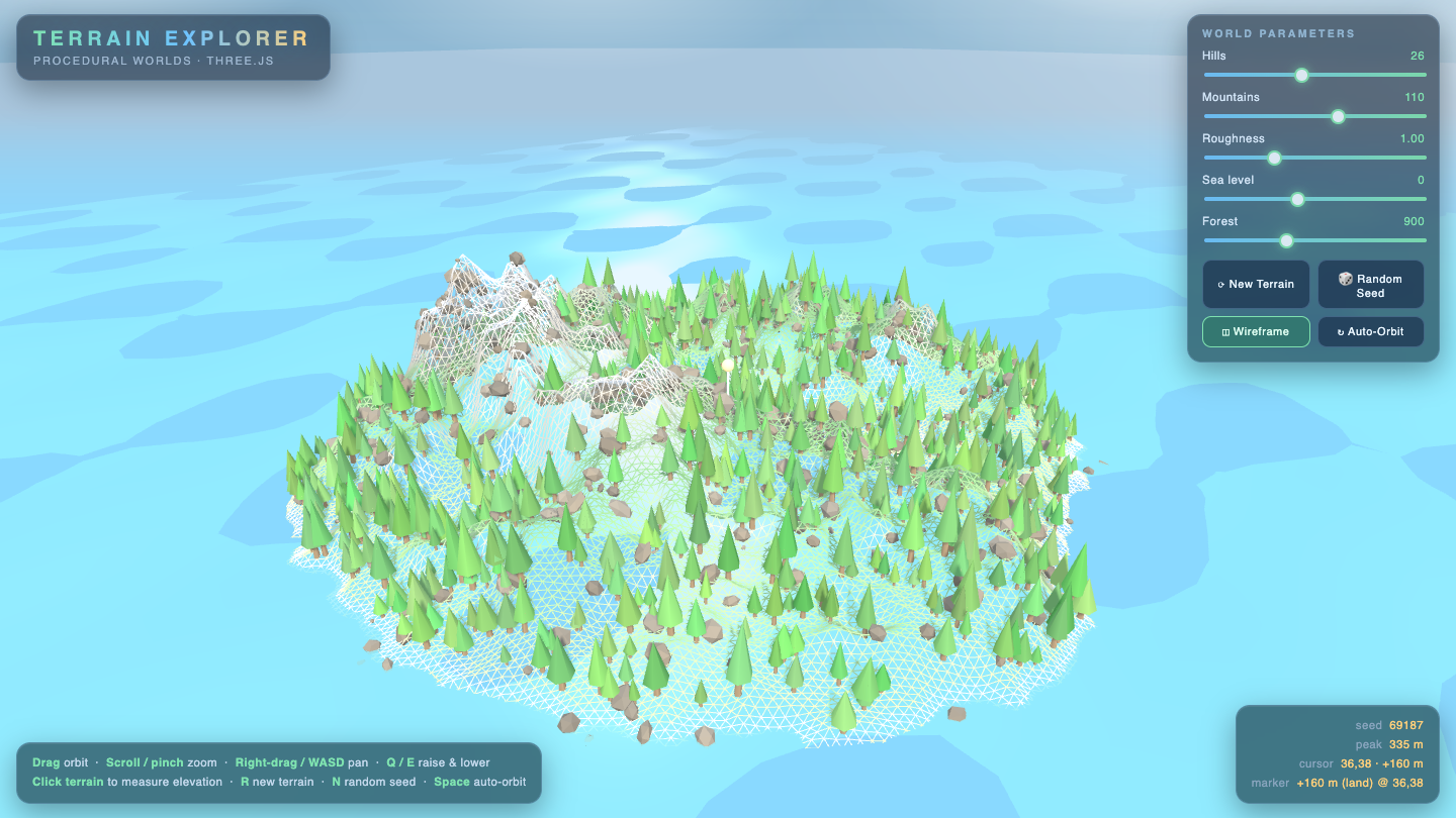 MiMo-V2.6 Pro one-shot build of Terrain — GoldieBench AI benchmark screenshot