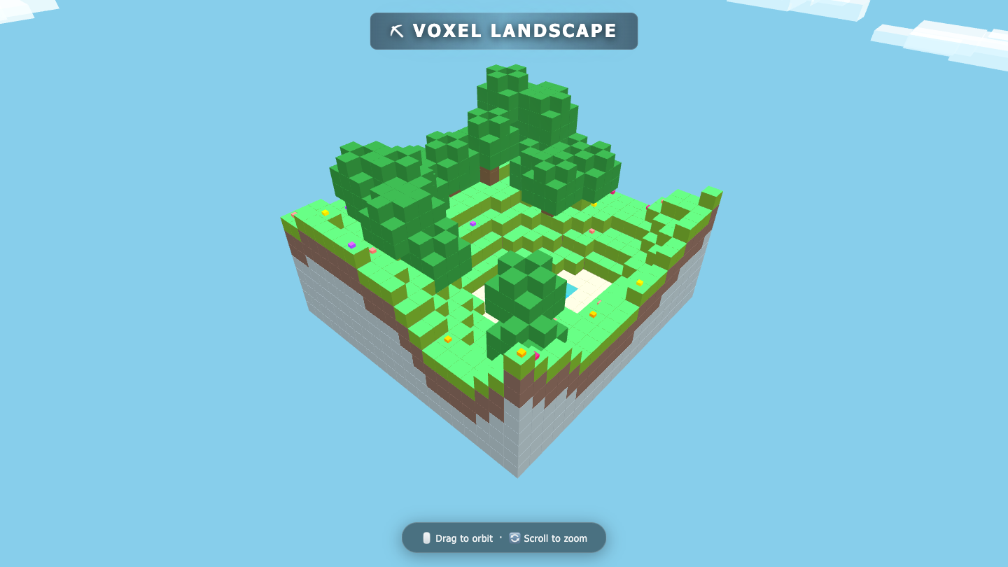 DeepSeek V4 Flash one-shot build of Voxel — GoldieBench AI benchmark screenshot