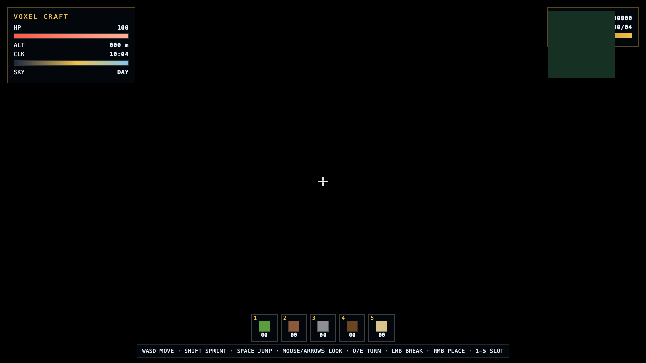 Grok 4.7 one-shot build of Voxelcraft — GoldieBench AI benchmark screenshot