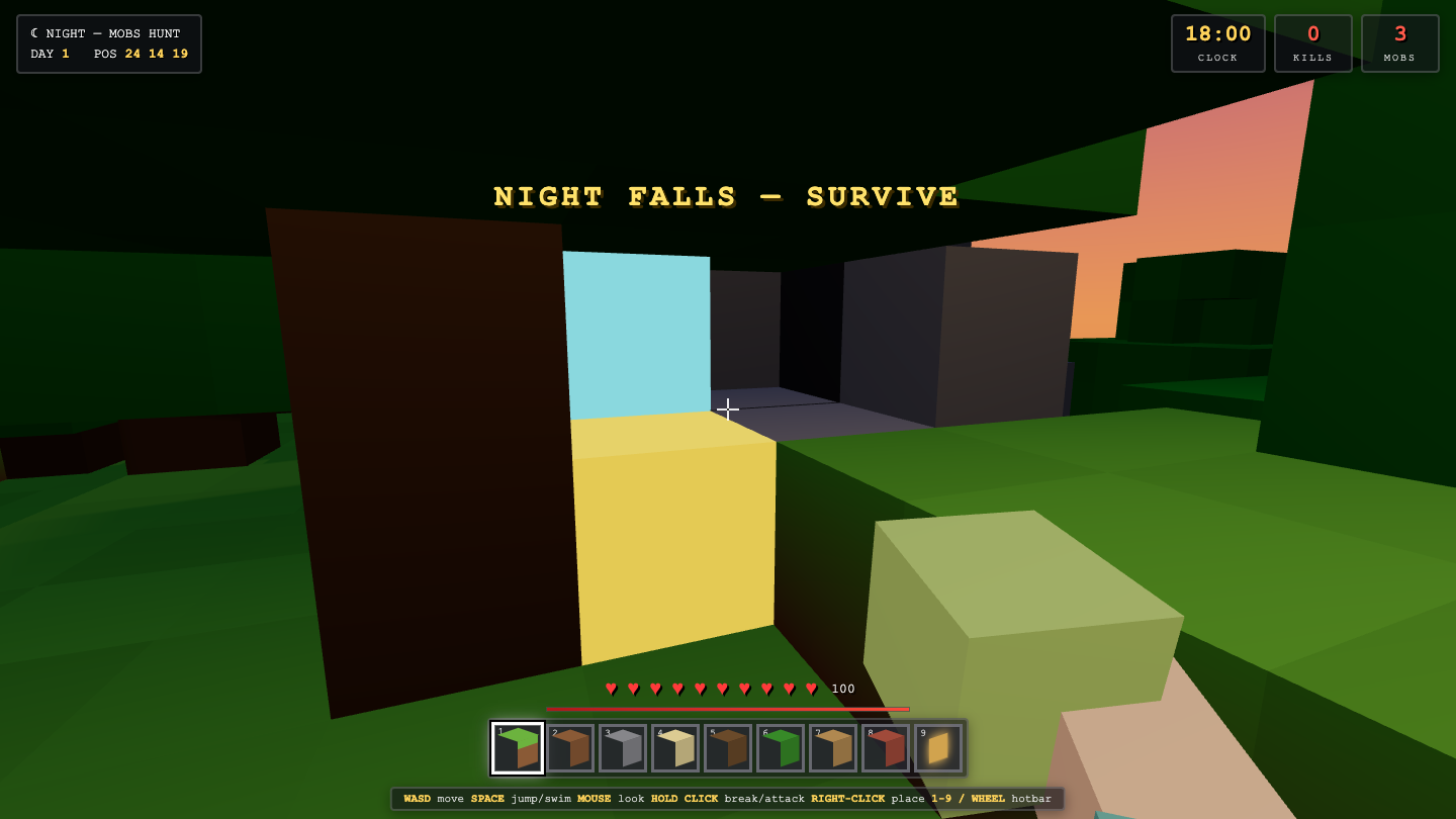 Claude Opus 5.5 one-shot build of Voxelcraft — GoldieBench AI benchmark screenshot