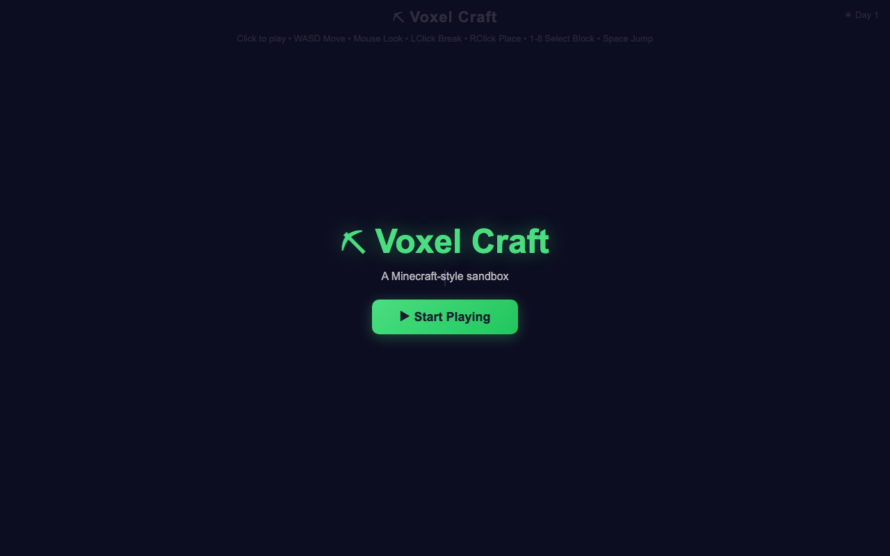 Qwable 5 27B Coder one-shot build of Voxelcraft — GoldieBench AI benchmark screenshot