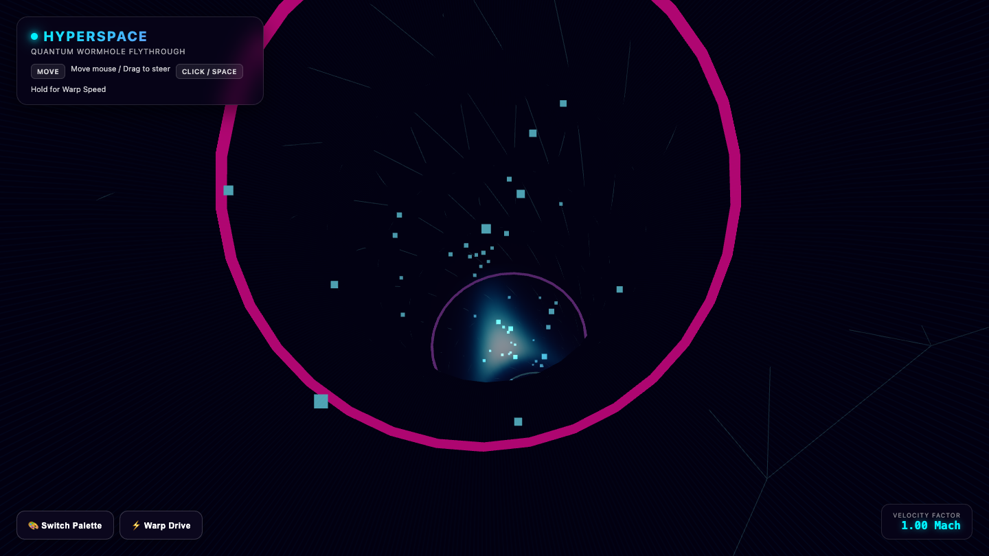 Gemini 3.6 Flash one-shot build of Wormhole — GoldieBench AI benchmark screenshot